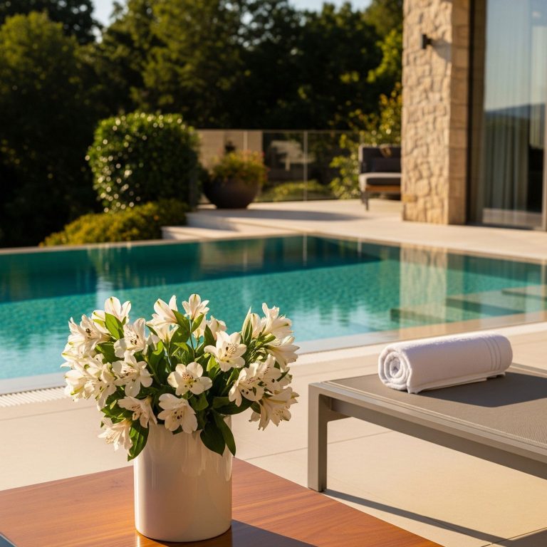 terrazas-piscina-lujo-marbella Detalle de una terraza y piscina de lujo en una villa de Marbella.